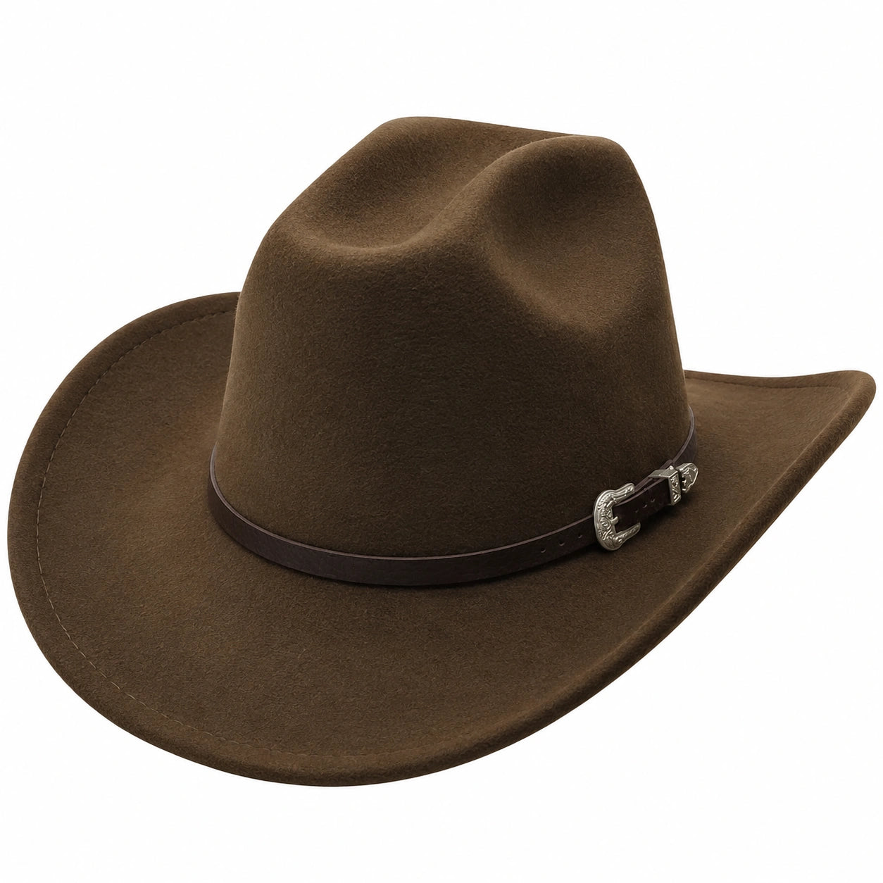 Klassischer Brauner Cowboyhut mit Verstellbarem Lederriemen