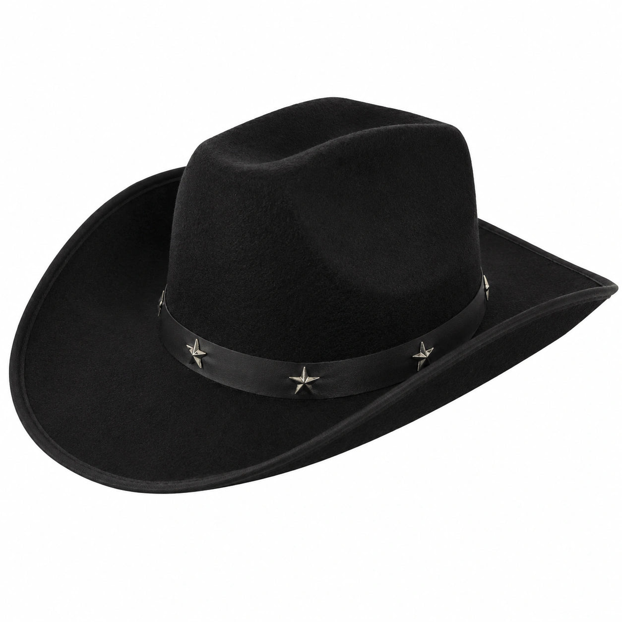 Schwarzer Cowboyhut mit Sternverzierung