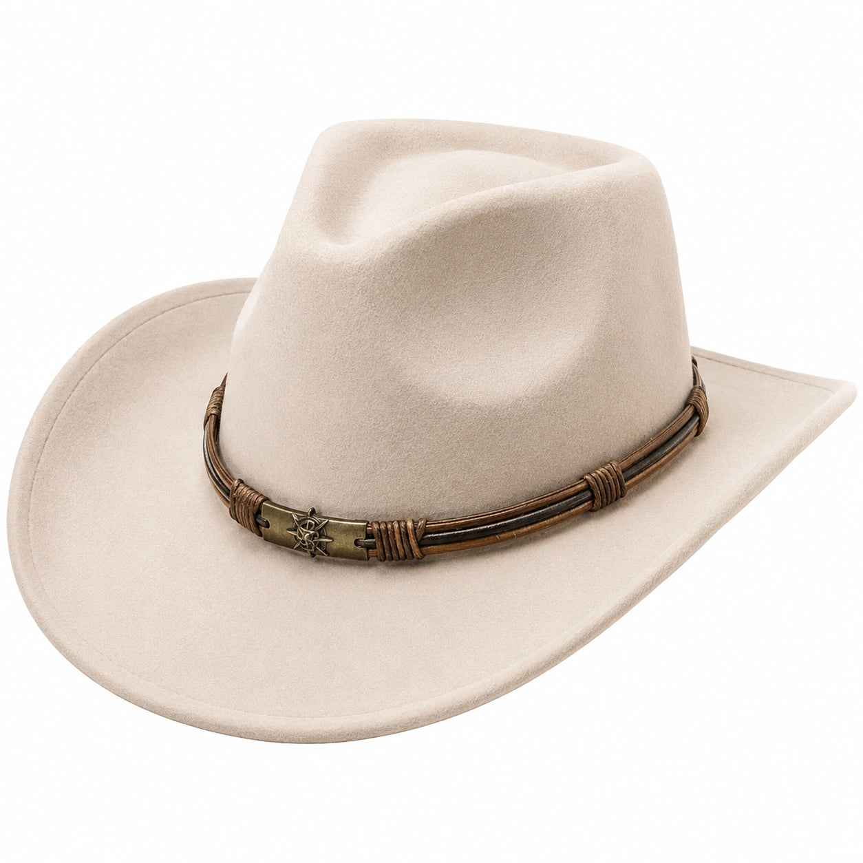Westernhut mit Lederband Beige