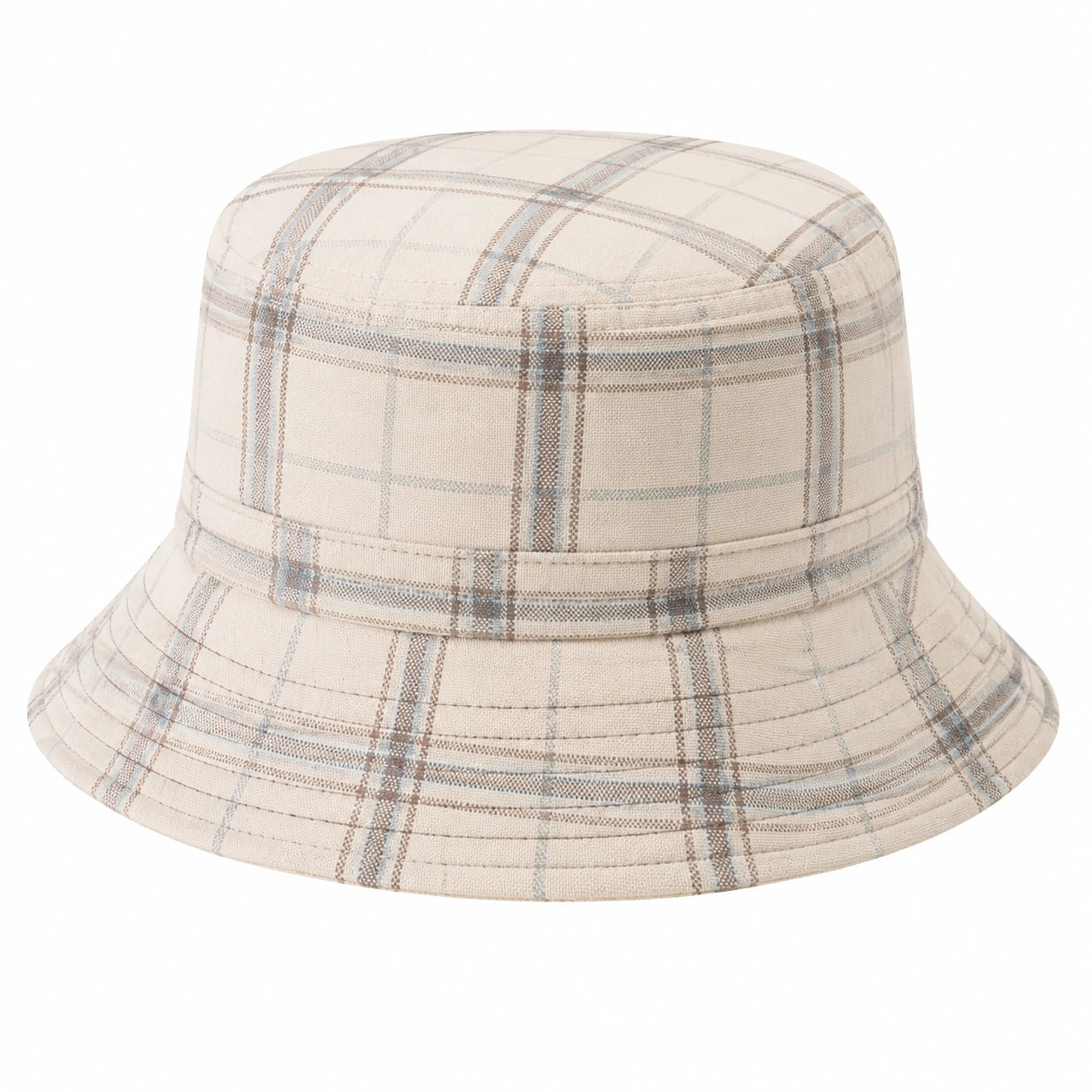 Karierter Fischerhut Beige Hellbraun