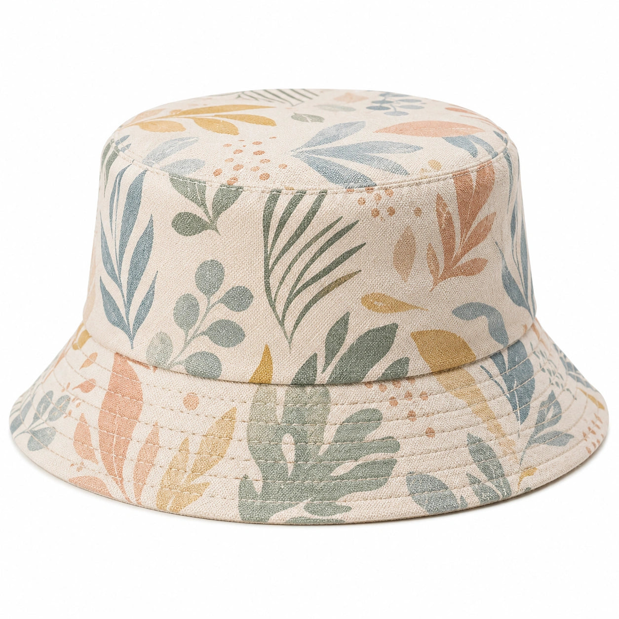 Unisex Fischerhut mit Blattmuster in Beige