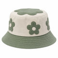 Grün/Beige Fischerhut mit Blumenmotiv