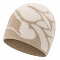 Beanie-Mütze Beige/Weiß mit Muster