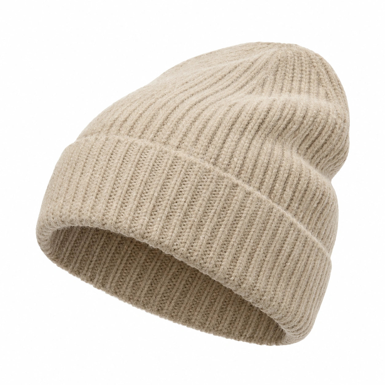 Klassische Beanie-Mütze in Beige