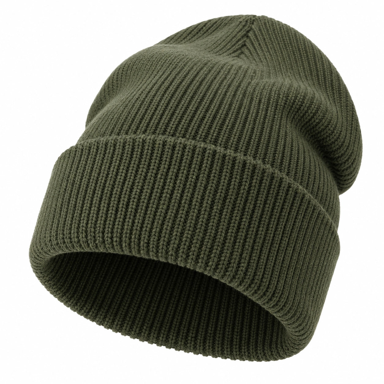 Unisex Rippstrickmütze Olivgrün